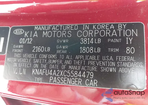 2012 Kia Forte Ex from USA, damaged, VIN KNAFU4A2XC5584479